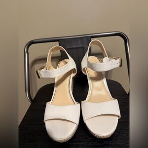 Jessica Simpson White Espadrille Wedge Sandals Size 6.5